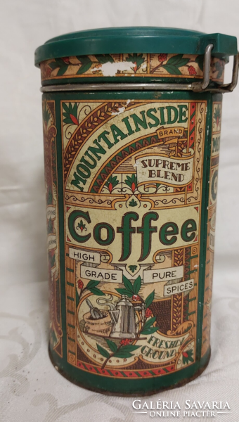 Vintage csatos nagy fém kávés konzervdoboz- amerikai Keller-Charles of Philadelphia ( Made in China)