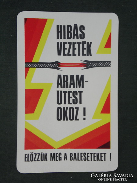 Kártyanaptár, SZOT munkavédelmi osztály, áramütés, grafikai,plakát reklám,1972 ,  (1)