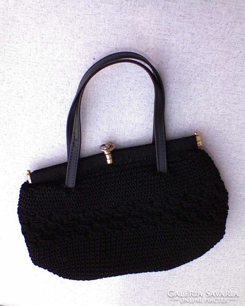 Vintage black crochet casual handbag
