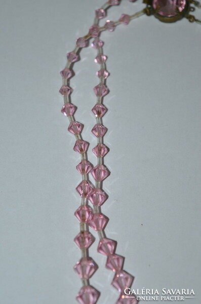 2 Rows of beautiful pink polished glass necklaces