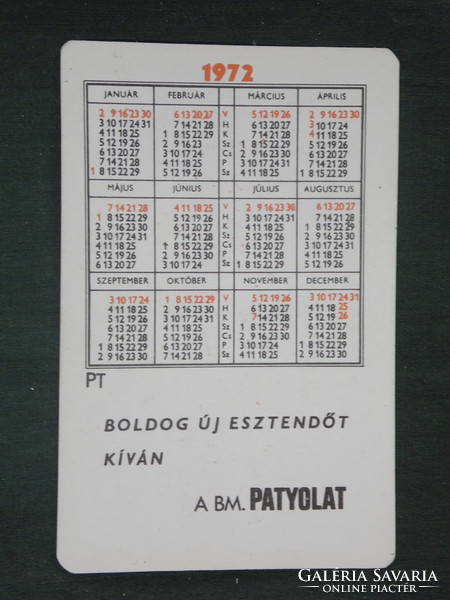 Kártyanaptár, Baranya megyei Patyolat, Pécs, 1972 ,  (1)