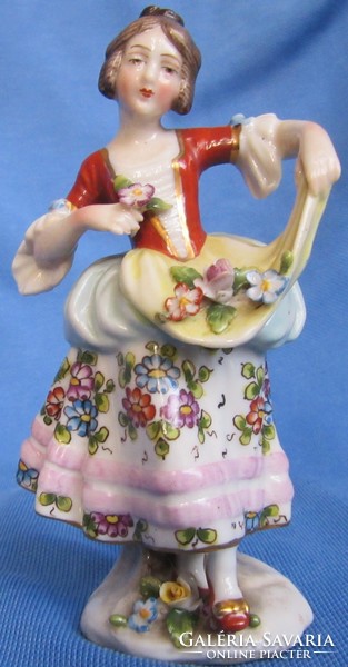 Régi német Ernst Böhme & Söhne  Volkstedt porcelán figura,9,7 cm magas, jelzett