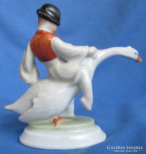 Herend tertia porcelain figure, lux elek, ludas matyi, marked 8 high.