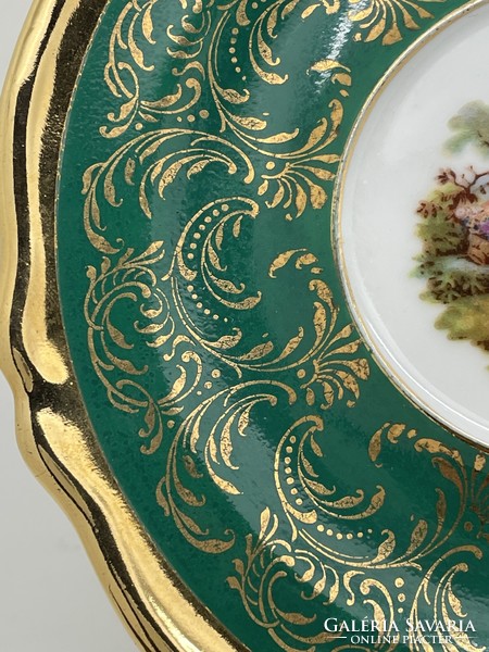 Francia Meissner Limoges aranyozott porcelán tányér 15cm