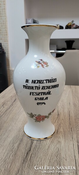 Hollóházi tomato bird porcelain vase. Firefighter music. Gyula.