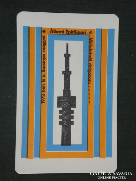 Card calendar, Bév construction company Pécs, graphic designer, TV tower, 1972, (1)