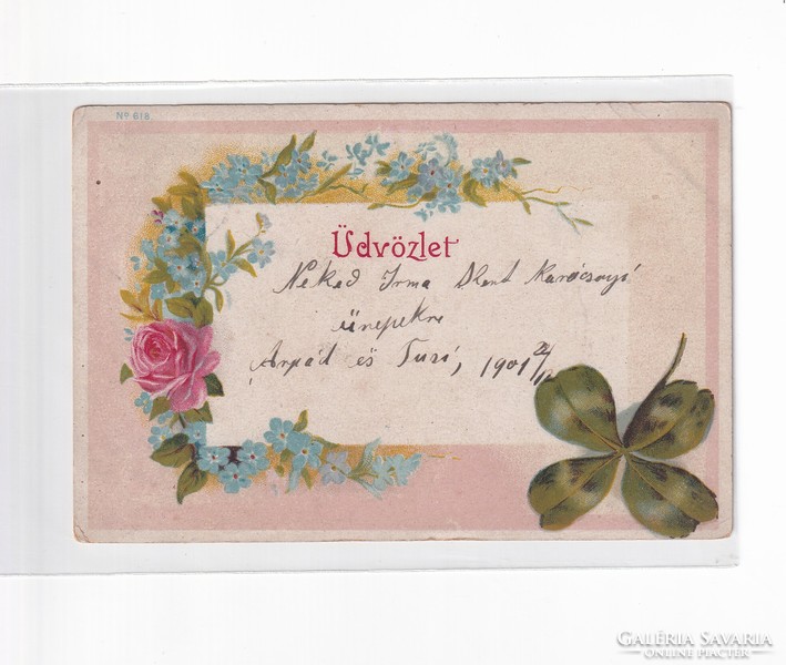 K:125 búék - New Year antique postcard 1901