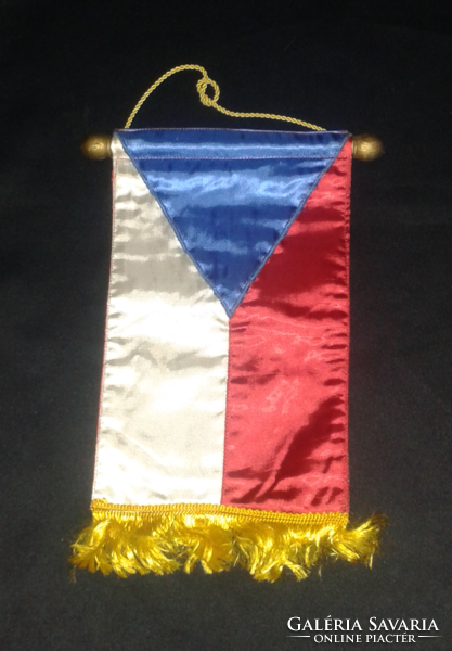 Old Czechoslovak silk hand-stitched table flag