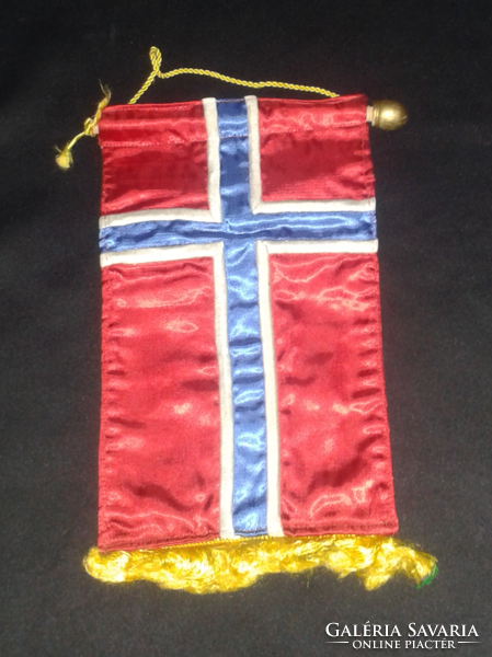 Old Norwegian silk hand sewn table flag