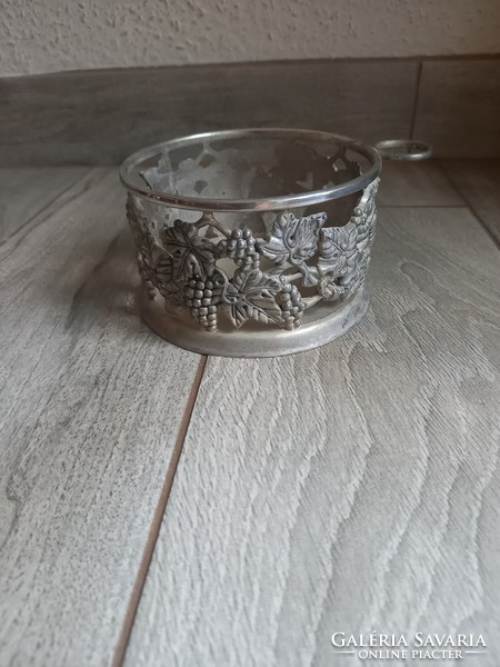 Nice old openwork silver-plated bottle holder table decoration (6.8x13.8 cm)