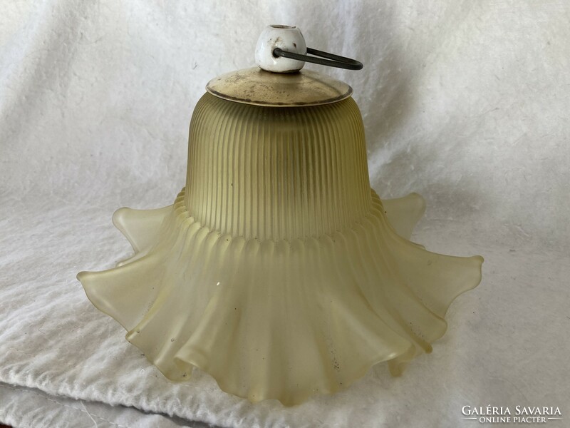 Gyönyörű antik üveg lámpabúra / fodros opálüveg