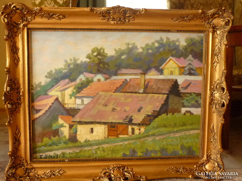 Munkácsy prize-winning couple's oil painting Anni: Visegrád horse stable for sale