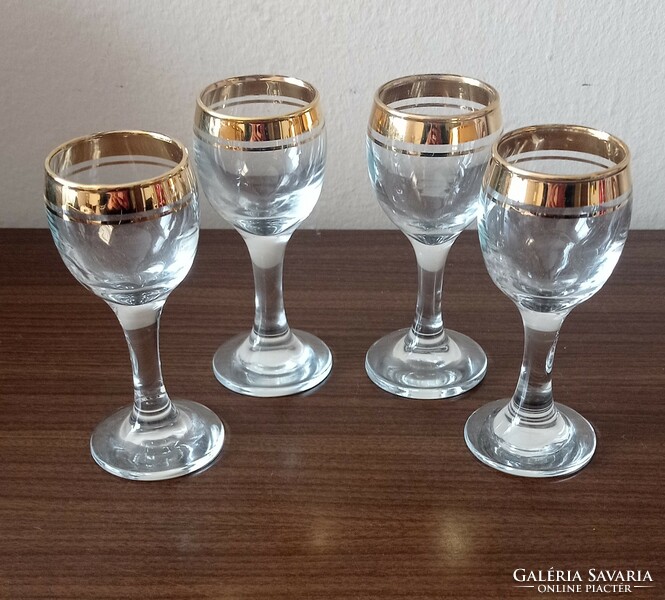 Set of 4 liqueur-brandy glasses, 24k gold-plated
