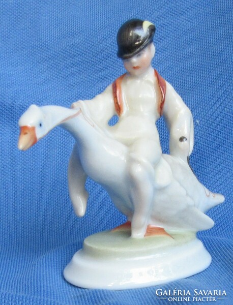 Herend tertia porcelain figure, lux elek, ludas matyi, marked 8 high.