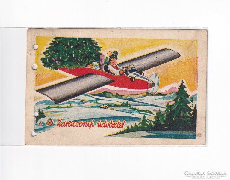K:100 Karácsonyi  antik képeslap Népies Jukasztott