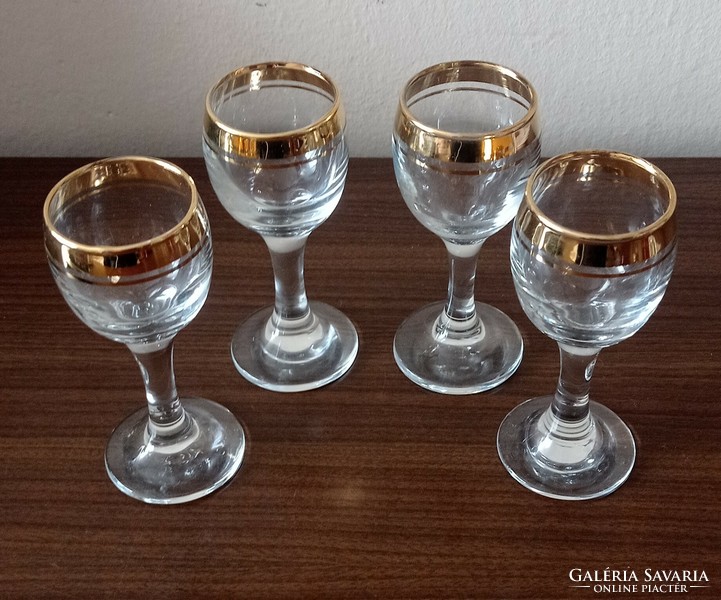 Set of 4 liqueur-brandy glasses, 24k gold-plated