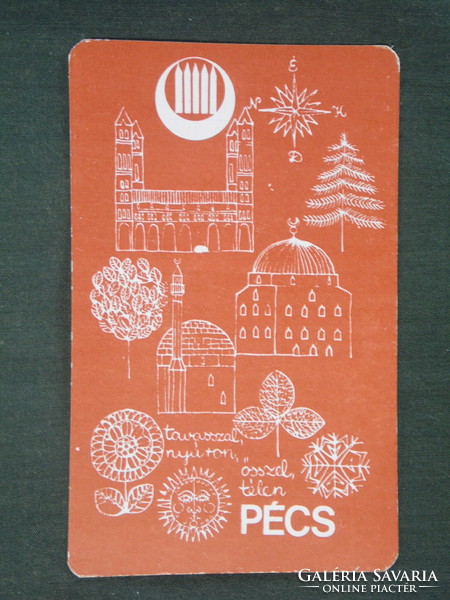 Kártyanaptár, Pécs Turist, kulturális iroda,grafikai rajzos, 1972 ,  (1)