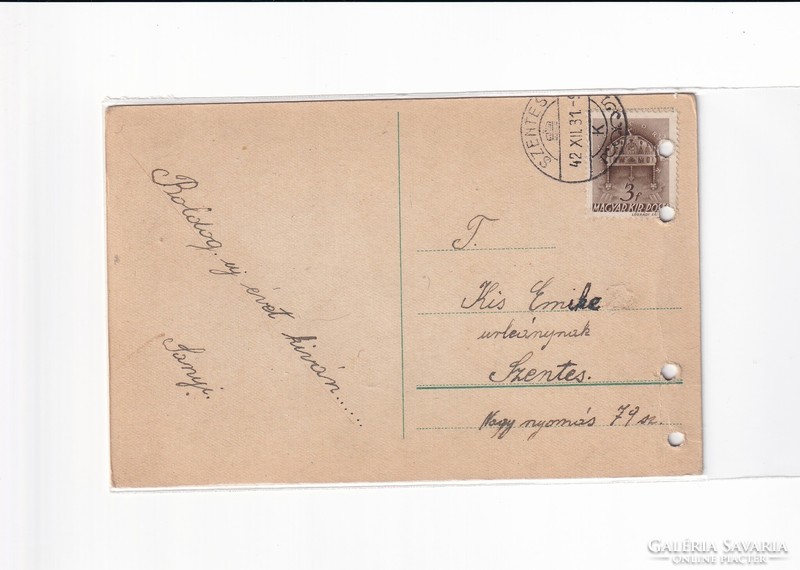 K:110 BÚÉK - Újév antik  képeslap Népies lukasztott
