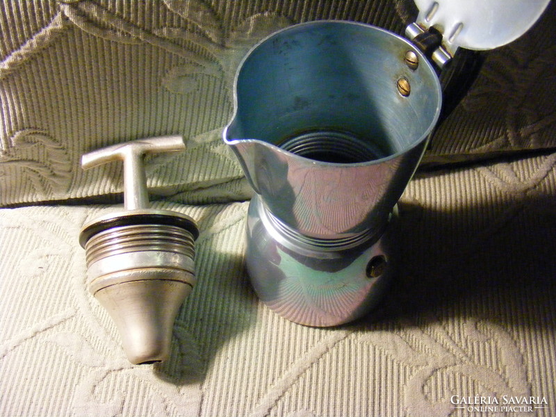 Retro 4-person blue knocker coffee maker set, 70s