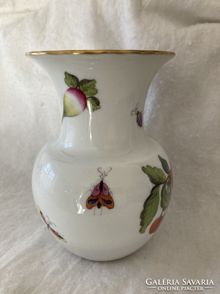 Herend porcelain bay vase / with fruit pattern decor