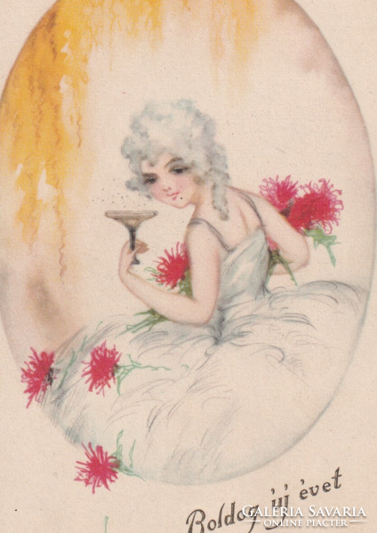 K:124 New Year antique postcard, 