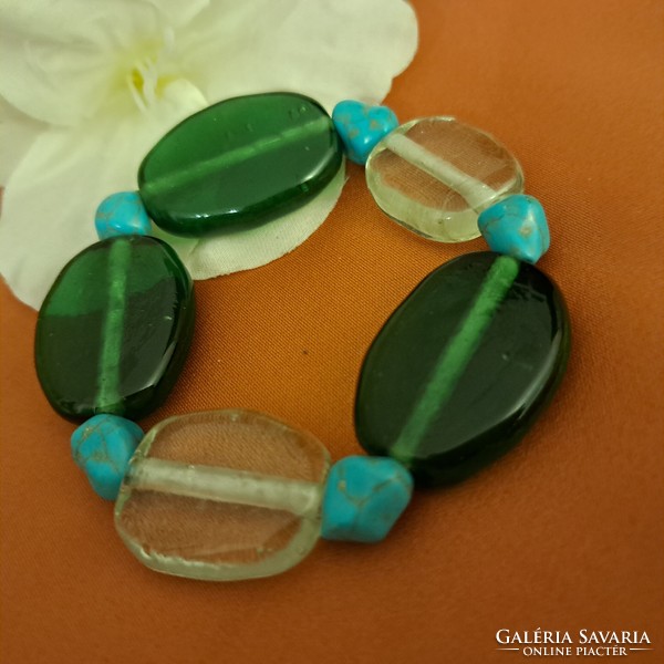 Murano glass and turquoise bracelet. Extra unique.