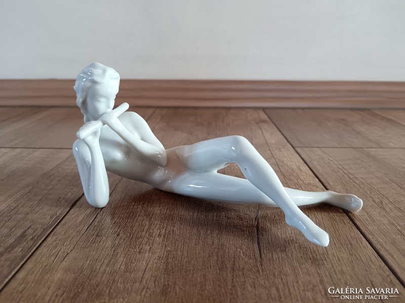 Rare drasche flute playing nude figure