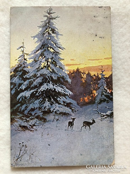 Antique, old long address Christmas card -7.