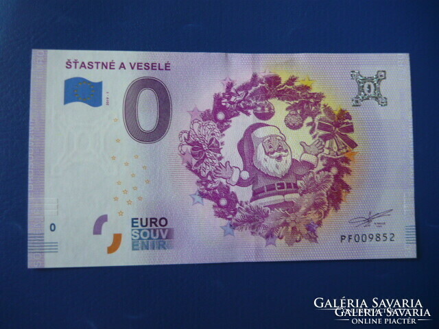 Slovakia 0 euro 2019 stastné a veselé / Merry Christmas! Santa Claus! Rare commemorative paper money! Ouch!