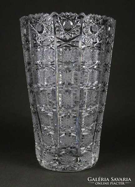 Large crystal vase with thick walls marked 1P300 21.5 Cm
