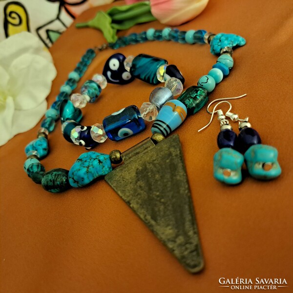 Murano glass and turquoise set