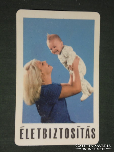 Kártyanaptár, Állami Biztosító,életbiztosítás, anya gyerek modell, 1970 ,  (1)