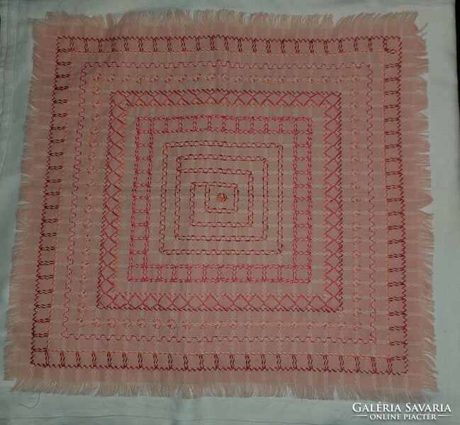 Pink embroidered tablecloth 46x49cm