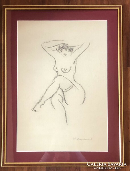 Nyina Florovskaya, female nude, charcoal drawing