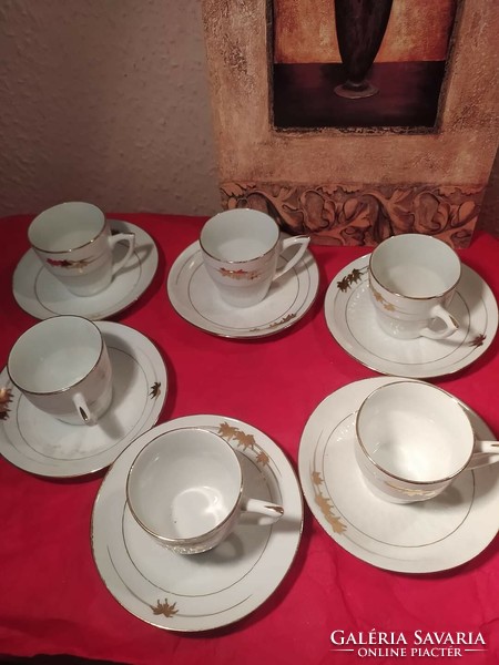 Jelzett elegáns 6 szett porcelán mokkáscsésze+tányér