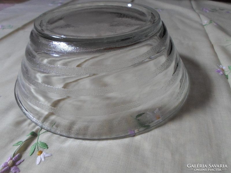 Retro / vintage glass bowl, thick glass centerpiece, deep bowl (salad, compote) 2.