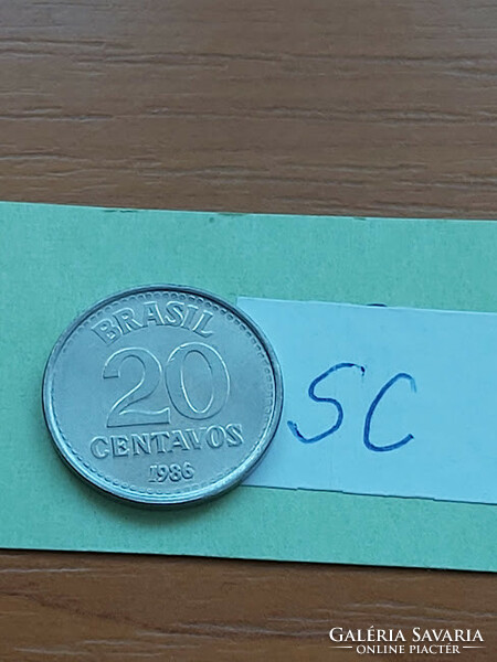 Brazil brasil 20 centavos 1986 stainless steel sc