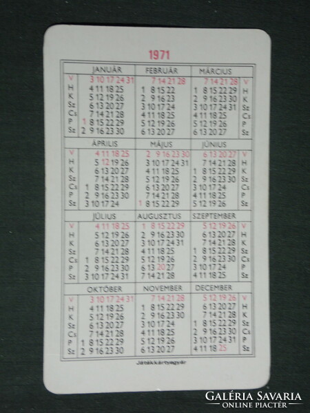 Card calendar, videoton radio television factory, Székesfehérvár, graphic, 1971, (1)