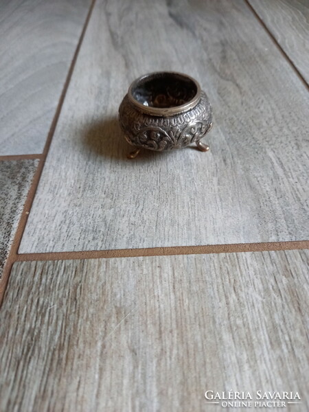 Remek antik ezüstözött fűszertartó (4,8x3 cm)