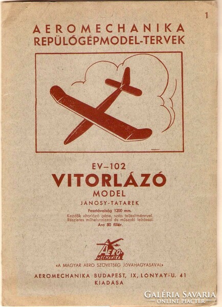 Jánosy-Tatarek: EV – 102 Vitorlázó Model  1940