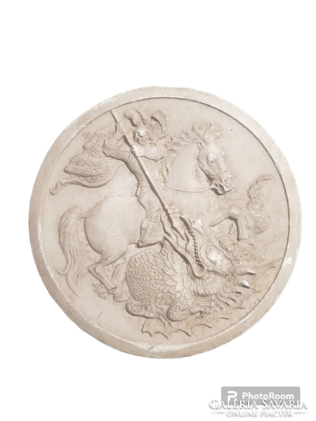 A large specimen of the dragon slayer Saint György commemorative medal in plaster is rare!