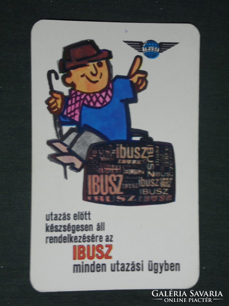 Kártyanaptár, IBUSZ utazási iroda,grafikai,rajzos, reklám figura, 1971 ,  (1)