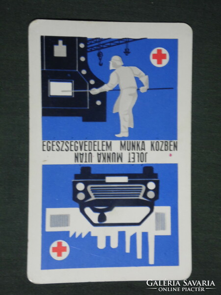 Kártyanaptár,SZOT munkavédelmi osztály, grafikai rajzos balesetmegelőzés,plakát reklám , 1971 ,  (1)