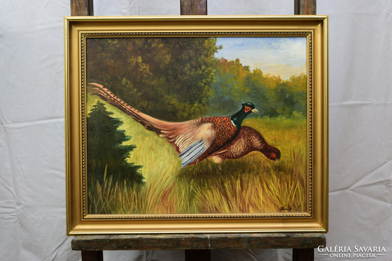 László Ofcsák's oil painting of pheasants