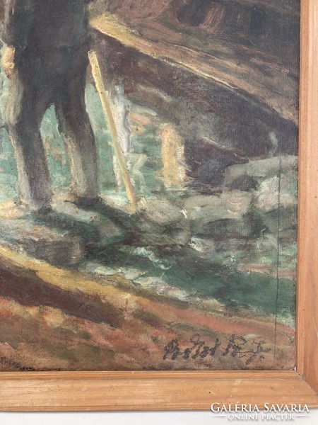 Bokor jelzéssel kétoldalas olajfestmény XX. század - gyűjtői ritkaság