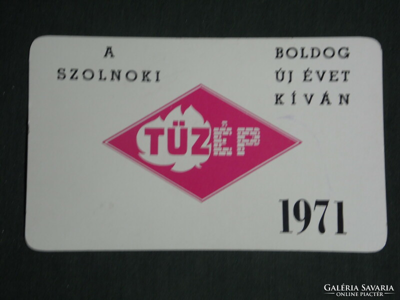 Kártyanaptár, Szolnok Tüzép építőanyag vállalat, Túrkeve,Martfü,Karcag,Jászapáti, 1971 ,  (1)