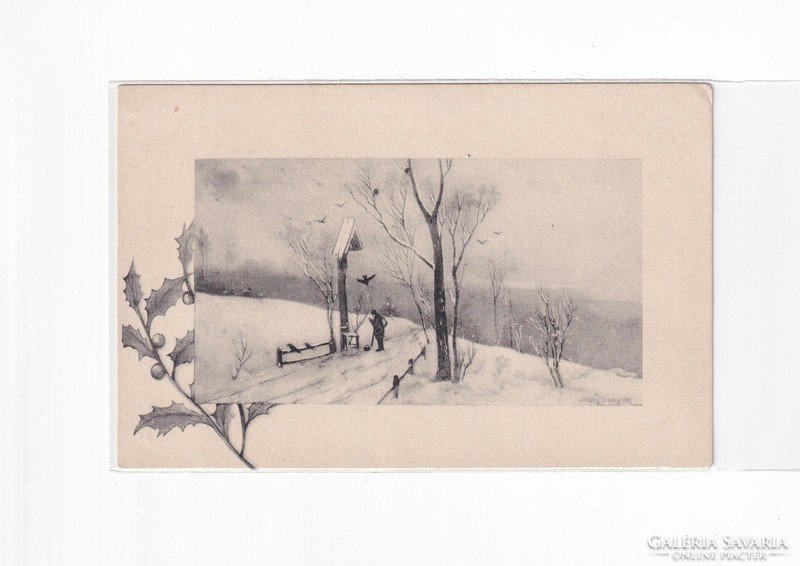 K:144 Karácsonyi  antik képeslap / postatiszta