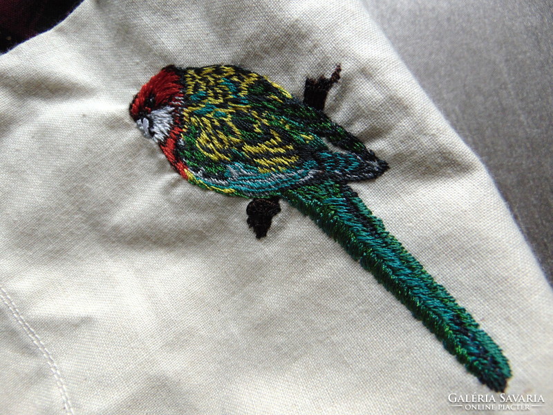 Embroidered bird scarf