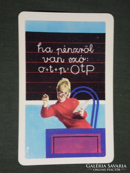 Kártyanaptár, OTP takarékpénztár,grafikai rajzos, női modell, 1971 ,  (1)