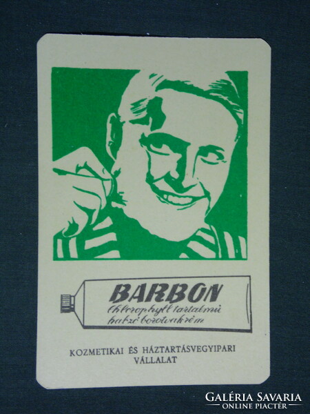 Kártyanaptár, Barbon borotvakrém, kozmetika háztartási vállalat,grafikai rajzos , 1971 ,  (1)